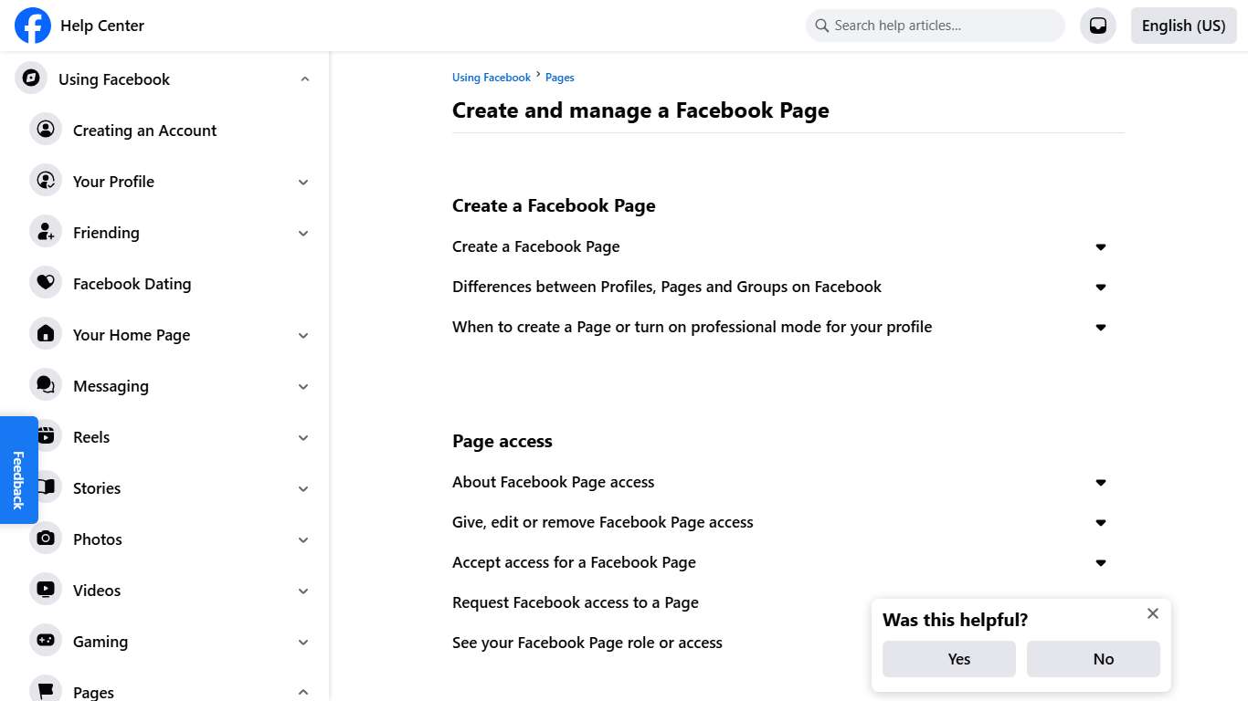 Create and manage a Facebook Page Facebook Help Center
